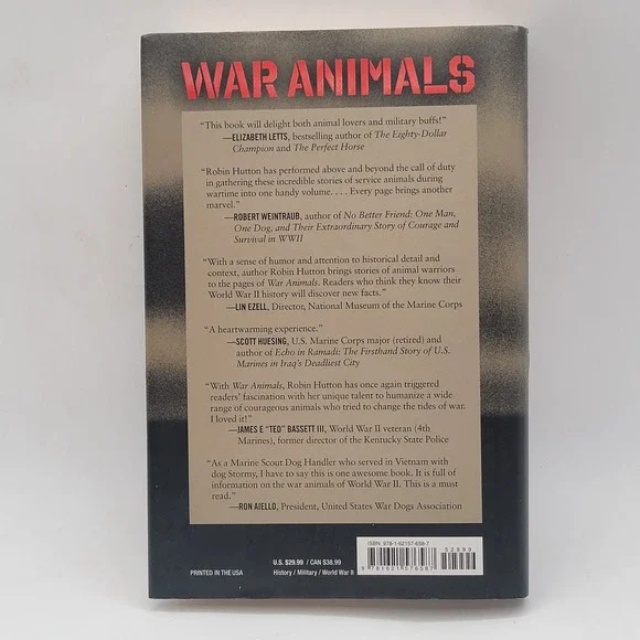 Robin Hutton War Animals Hardcover 1st Printing WWII History Remainder Good - Picture 2 of 10